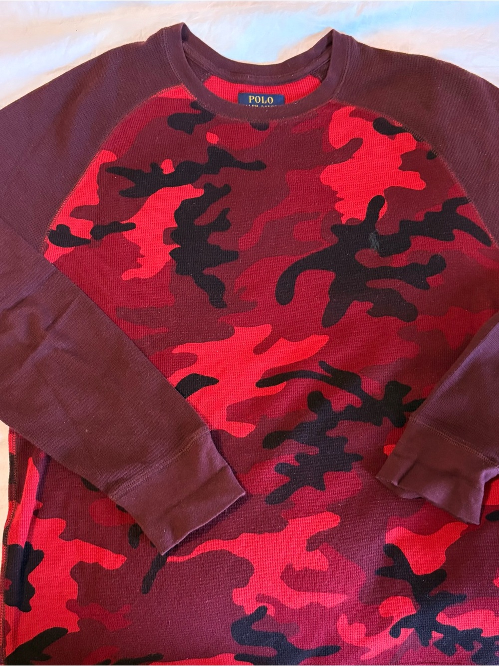 Polo by Ralph Lauren Men’s Red Camo Crewneck Sweater